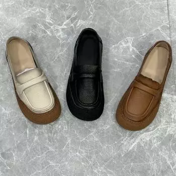 Ретро-мягкая кожаная мягкая подошва, дышащие низкие туфли, женская обувь, весна и осень, новые однопедальные туфли 35