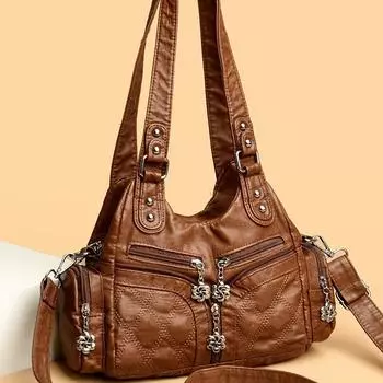 Ретро мягкая кожаная сумка-локомотив женские сумки модная сумка через плечо женские сумки из мытой кожи красный