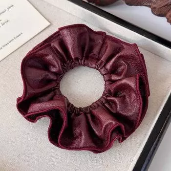Ретро Мягкая ПУ Кожа Плиссированная Резинка-Скранчи Тонкие Губчатые Повязки на Голову для Женщин Девушек Мода Темперамент Обруч для Волос Резинка