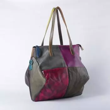 Ретро мягкая сумка из натуральной кожи для женщин кожаная сумка через плечо повседневная сумка через плечо большой емкости цвет контраст