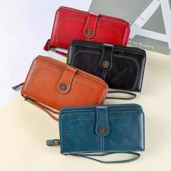 Retro Multi Functional Large Capacity Long Women s Wallet Wallet Wallet Handbag чёрный