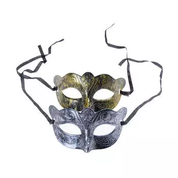 Ретро Мужчины Хэллоуин Антикварное Серебро Золото Венецианская Марди Гра Маскарад Вечеринка Бал Маска N/A золотой