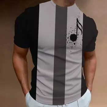 Ретро мужская футболка с 3D-принтом музыкальных нот, мужская одежда, повседневная, с коротким рукавом, уличные дизайнерские футболки, свободная рубашка большого размера S