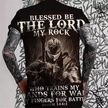 Ретро мужская футболка с рисунком рыцаря 3D принт уличный топ с коротким рукавом повседневная панк футболка для мужчин одежда большие футболки 6XL