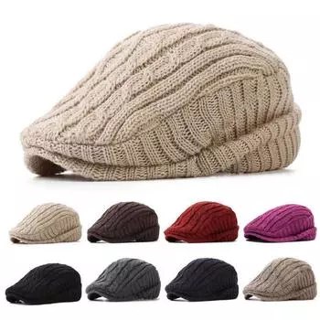 Ретро мужская продвинутая шляпа газетчик шляпа регулируемая окружность головы однотонная толстая плюшевая зимняя кепка косплей представление повседневный головной убор