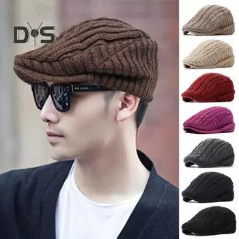 Ретро мужская продвинутая шляпа газетчик шляпа регулируемая окружность головы однотонная толстая плюшевая зимняя кепка косплей представление повседневный головной убор бежевый