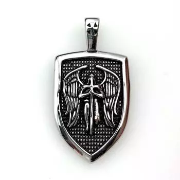 Ретро мужская титановая стальная цепочка, властная стальная подвеска, крылья ангела, щит, нержавеющая сталь, подвеска, цепочка для свитера