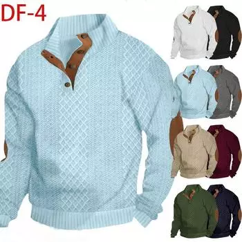 Ретро мужская уличная свободная осенняя толстовка с капюшоном повседневная с длинными рукавами воротник хенли верхняя рубашка кардиган S