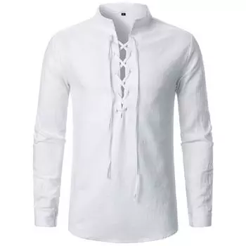 Ретро мужская уличная свободная осенняя толстовка с капюшоном повседневная с длинными рукавами воротник хенли верхняя рубашка кардиган S белый