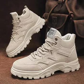 Ретро мужские ботинки удобные нескользящие ботинки челси на толстой подошве осень-зима модные ботинки с большим носком ботильоны мужские 39 бежевый