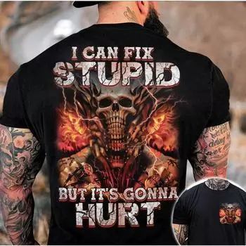 Ретро мужские футболки с черепом и 3D принтом скелета, готические топы с короткими рукавами, повседневная футболка большого размера, мужская одежда, винтажная футболка