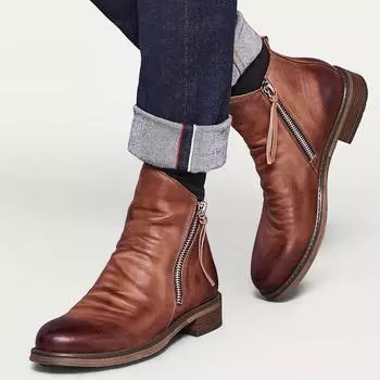Ретро мужские кожаные ботинки с боковой молнией мужские ботильоны высокого качества мужские деловые кожаные туфли осенние мужские ботинки большого размера 48 38 серый