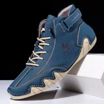 Ретро Мужские Сапоги Модельерская Обувь Мужские Ботильоны Мужская Прогулочная Обувь Дышащие Сапоги 38 бежевый