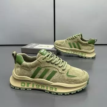 Ретро мужские туфли для пап, увеличивающие рост: Осень/Зима 2024 — Удобная и универсальная повседневная обувь Size 44 зелёный