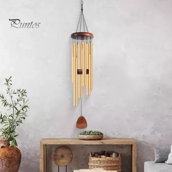 Ретро-музыка с 6 алюминиевыми трубками S-образный крючок натуральная успокаивающая мелодия винтажный садовый патио уличный подвесной колокольчик украшение серебряный