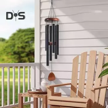 Ретро-музыка с 6 алюминиевыми трубками S-образный крючок натуральная успокаивающая мелодия винтажный садовый патио уличный подвесной колокольчик украшение серебряный