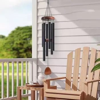 Ретро-музыка с 6 алюминиевыми трубками S-образный крючок натуральная успокаивающая мелодия винтажный садовый патио уличный подвесной колокольчик украшение серебряный
