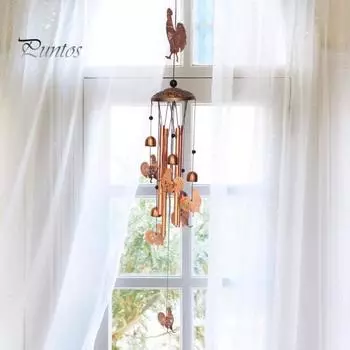 Ретро-музыка в виде животных с 4 металлическими трубками, колокольчик в форме буквы S, крючок, натуральная успокаивающая мелодия для сада, патио, уличного подвесного колокольчика для петуха, собаки, кошки C