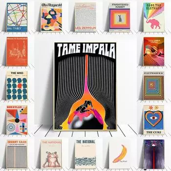 Ретро музыкальные постеры в исполнении различных групп Fleetwood Mac, холст, картина, настенная художественная картина, Tame Impala, украшение с музыкальным принтом 21cm30cm NoFrame