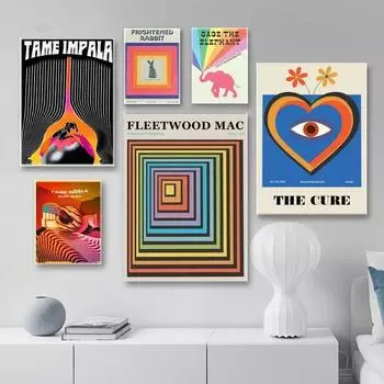 Ретро-музыкальные постеры в исполнении различных групп Fleetwood Mac Картина на холсте Настенное искусство Изображение Tame Impala Music Print Домашний декор 21cm30cm NoFrame