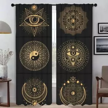 Ретро Mystic Eye Blackout Curtain для комнаты 2-панельные шторы для спальни, перегородки, жалюзи, украшения для Хэллоуина, гостиной, кухни W60xH90cmx2pcs-CL