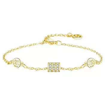 Ретро-национальный стиль Медная монета Полный бриллиантовый цилиндрический браслет ожерелье набор Женская элегантность темперамент универсальный богатство вращающийся браслет цепь