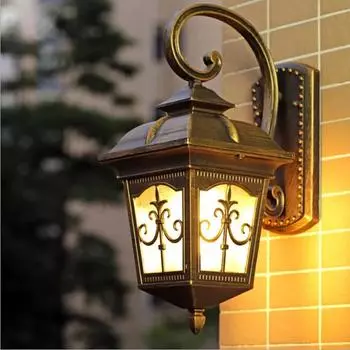 Ретро наружный настенный светильник Европа садовый бра наружный светильник водонепроницаемый крыльцо лампа для дверного проема уличного дворового освещения with 14W Bulb