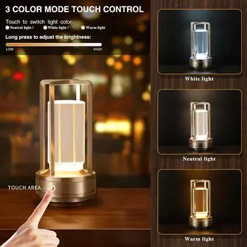 Ретро настольная лампа Crystal Touch Decor для бара, журнального столика, ресторана, украшения, светодиодный настольный светильник, перезаряжаемый ночник для спальни золотистый