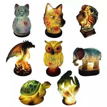 Ретро-настольная лампа с изображением животных, праздничное USB-освещение, украшение, милая черепаха, слон, кошка, дракон, декоративный светильник 15cm