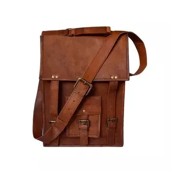 Ретро натуральная коричневая классическая сумка для ноутбука ручной работы через плечо портфель 11 x 15 x 4 in коричневый