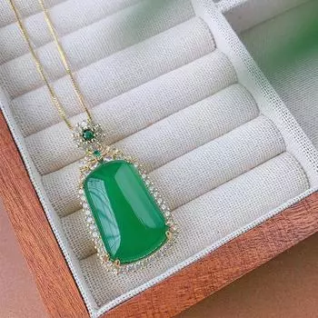 Ретро Натуральный Халцедон Не Имеют Значения Бренда Тыква Восходящая Ожерелье Женщин Старший