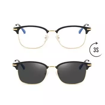 Ретро двойные фотохромные прогрессивные мультифокальные солнцезащитные очки для чтения вблизи и вдали, удобные очки для чтения +0,75 до +4 +0.75 чёрный