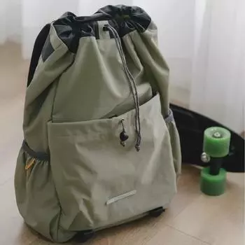 Ретро нейлоновый унисекс рюкзак с завязками для колледжа, спорта и альпинизма 20-35L армия зеленый