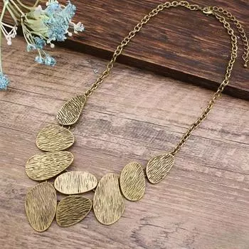 Ретро нерегулярное овальное ожерелье Ретро полосатое овальное женское ожерелье