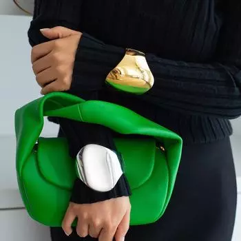 Ретро нерегулярный большой гладкий металлический браслет для женщин - европейский и американский стиль Bracelet 2539 золотой