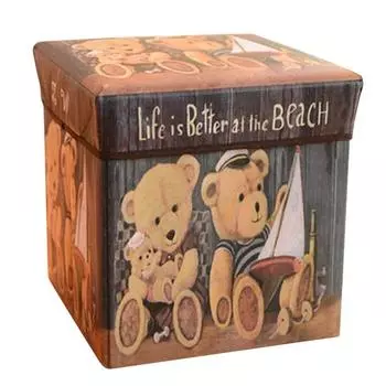 Ретро нетканый медвежий флаг с принтом складной стул для хранения сидячая коробка украшение дома Flag