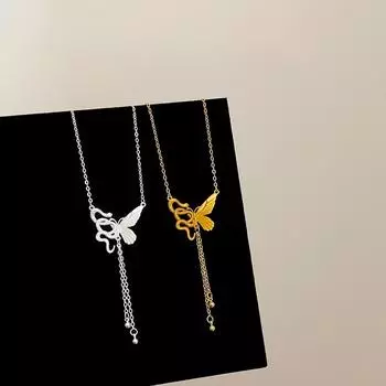 Retro New Chinese Spirit Snake Butterfly Fringed Necklace Women S Light Luxury Personality Fashion Exquisite Versatile Neck Chain Sweater Chain