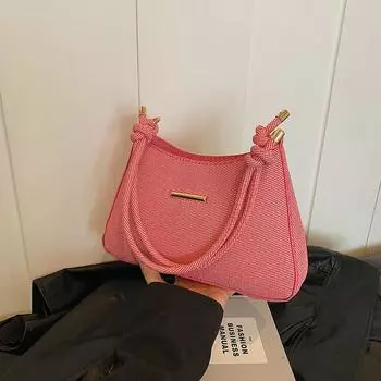 Retro niche armpit bag women s 2024 new casual sense fashion simple shoulder crossbody portable saddle bag розовый