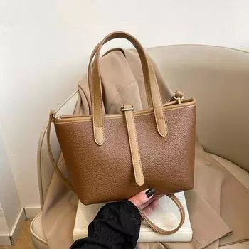 Ретро Ниша Высококачественная Мягкая Кожаная Сумка Женская Универсальная Модная Сумка Одно Плечо Сумка-ведро через Плечо коричневый