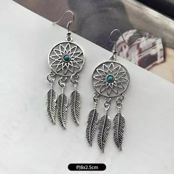 Ретро нишевые серьги, длинные серьги с бахромой, экзотический стиль, скрытые серебряные серьги, женские