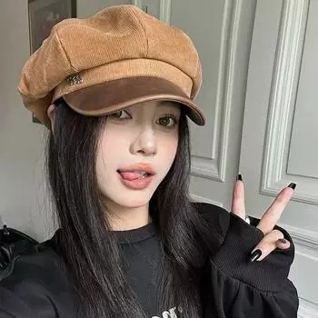 Ретро нишевый берет в стиле фитиль женский летний повседневный универсальный британский облачный шляпа с изображением лица маленькая шляпа M56-58cm