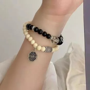 Ретро нишевый дизайн, контрастная строчка, двойной браслет Тай Чи, браслет из бисера, женский джокер, ювелирные изделия