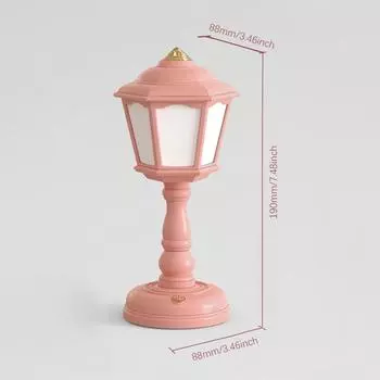 Ретро-ночники, маленькая сенсорная настольная лампа, USB-аккумуляторное атмосферное освещение для детской спальни, домашнего декора кабинета Pink Tricolor Light&0-5W