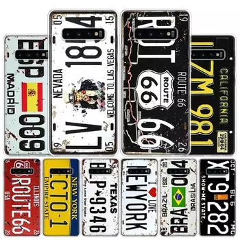 Ретро номерной знак 66 чехол для телефона чехол для Samsung Galaxy S10 Plus S20 FE S21 S22 Ultra S10E S9 S8 + S7 Edge J4 корпус оболочки Samsung S10