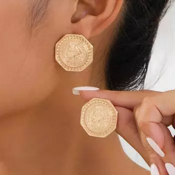 Ретро ностальгические геометрические серьги для женщин модные трендовые серьги золотой