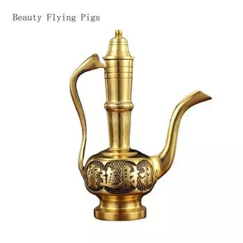 Ретро ностальгические кубки из чистой меди для подношения вина, высокий кубок Гуань Гуна, кубок для святой воды, украшение для утвари Будды