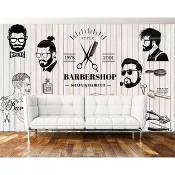 Ретро ностальгические обои салон красоты фон настенная живопись парикмахерская 3d обои 200 cm(W) x 140 cm(H)