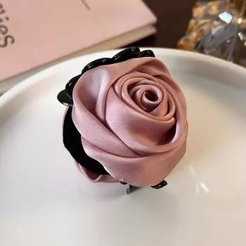 Ретро Новая Ручная Работа Атласная Роза Цветок Заколка для Волос Геометрия Зажим для Волос для Женщин Девушек Элегантная Заколка Краб Заколки Аксессуары для Волос