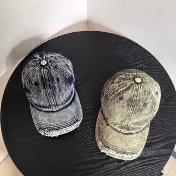 Ретро новая весенне-летняя уличная бейсболка с козырьком из потертого цветного денима в стиле ретро M56-58cm розовый
