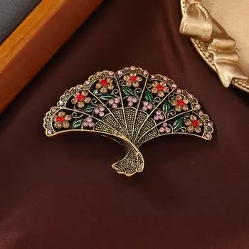 Ретро новая выдолбленная брошь в виде веера женская мода цветок Cheongsam на пуговицах на груди цветок аксессуар булавка